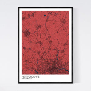 Hertfordshire Region Map Print