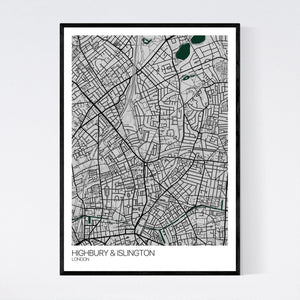 Highbury & Islington Neighbourhood Map Print