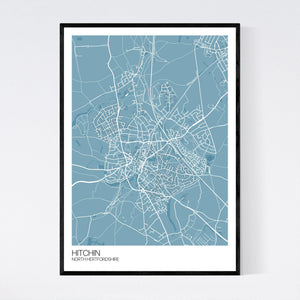 Hitchin Town Map Print