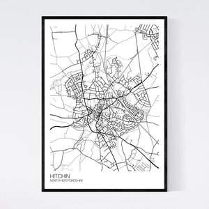 Hitchin Town Map Print