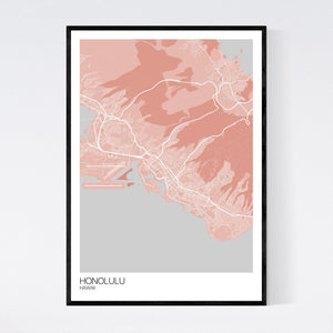 Honolulu City Map Print