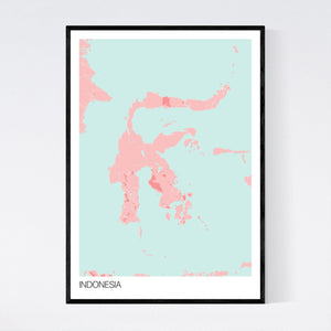 Indonesia Country Map Print