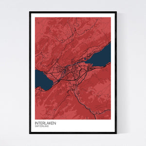Interlaken Town Map Print