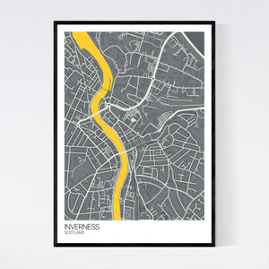 Inverness City Centre City Map Print