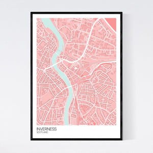 Inverness City Centre City Map Print