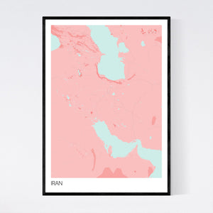 Iran Country Map Print