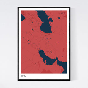 Iran Country Map Print
