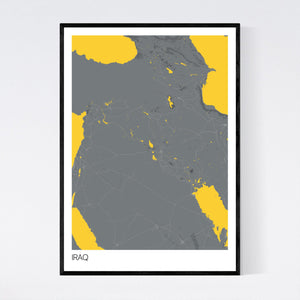 Iraq Country Map Print