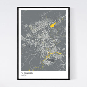 Islamabad City Map Print