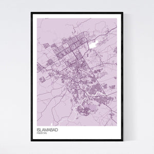 Islamabad City Map Print