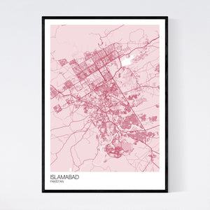 Islamabad City Map Print