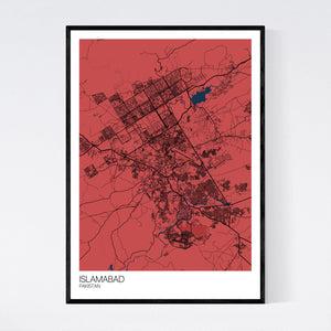 Islamabad City Map Print