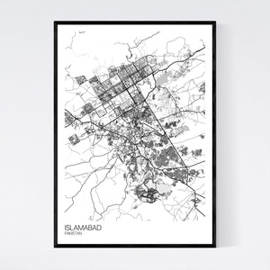 Islamabad City Map Print