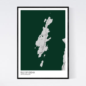 Isle of Gigha Island Map Print