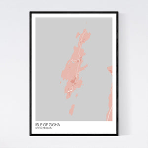 Isle of Gigha Island Map Print