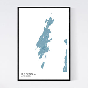 Isle of Gigha Island Map Print