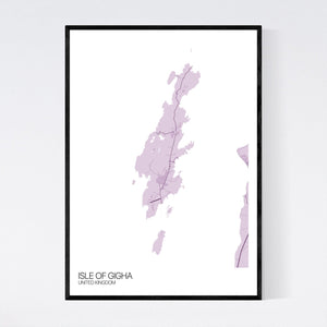 Isle of Gigha Island Map Print