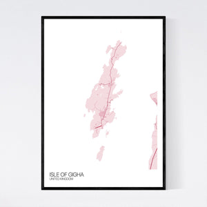 Isle of Gigha Island Map Print