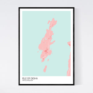 Isle of Gigha Island Map Print