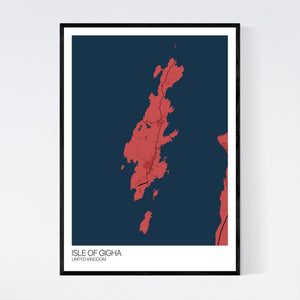 Isle of Gigha Island Map Print