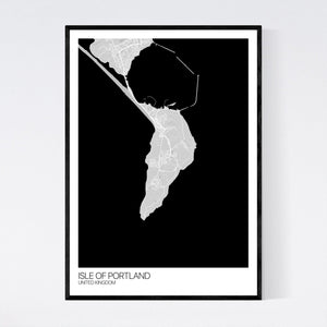 Isle of Portland Island Map Print