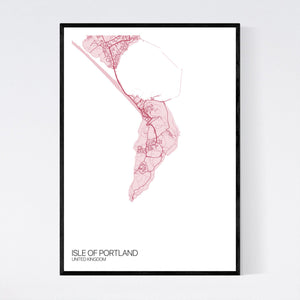 Isle of Portland Island Map Print