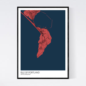 Isle of Portland Island Map Print