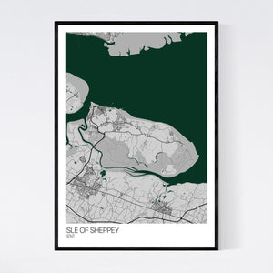 Isle of Sheppey Island Map Print