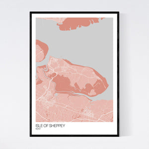 Isle of Sheppey Island Map Print