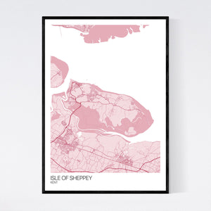 Isle of Sheppey Island Map Print