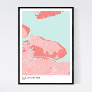 Isle of Sheppey Island Map Print