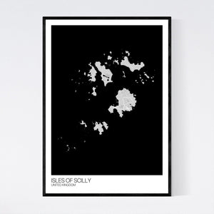 Isles of Scilly Island Map Print