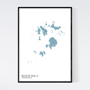 Isles of Scilly Island Map Print