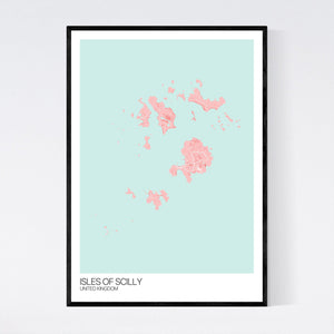 Isles of Scilly Island Map Print