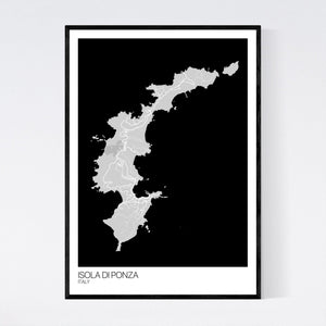 Isola di Ponza Island Map Print