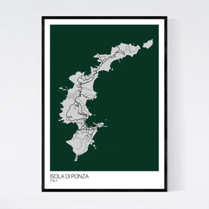 Isola di Ponza Island Map Print