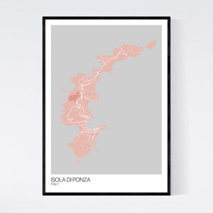 Isola di Ponza Island Map Print