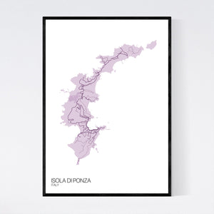 Isola di Ponza Island Map Print