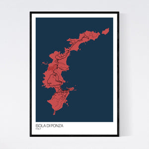 Isola di Ponza Island Map Print