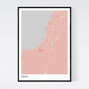 Israel Country Map Print