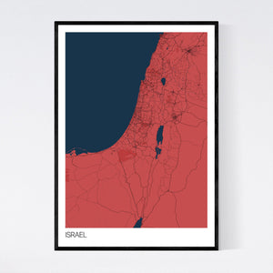 Israel Country Map Print