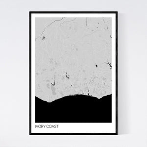 Ivory Coast Country Map Print