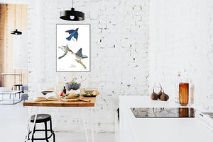 Blue-Bird Print by John Audubon