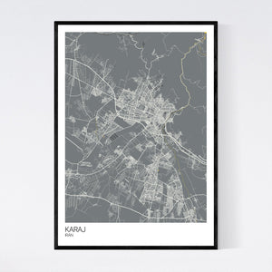 Karaj City Map Print