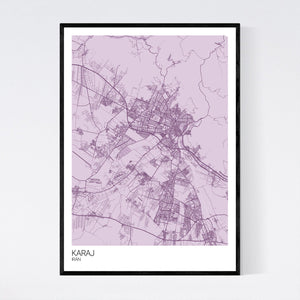 Karaj City Map Print