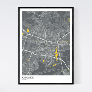 Katowice City Map Print