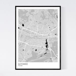 Katowice City Map Print