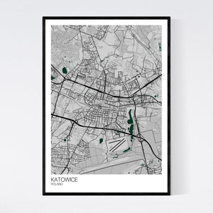 Katowice City Map Print