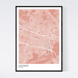 Katowice City Map Print