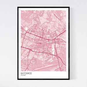 Katowice City Map Print